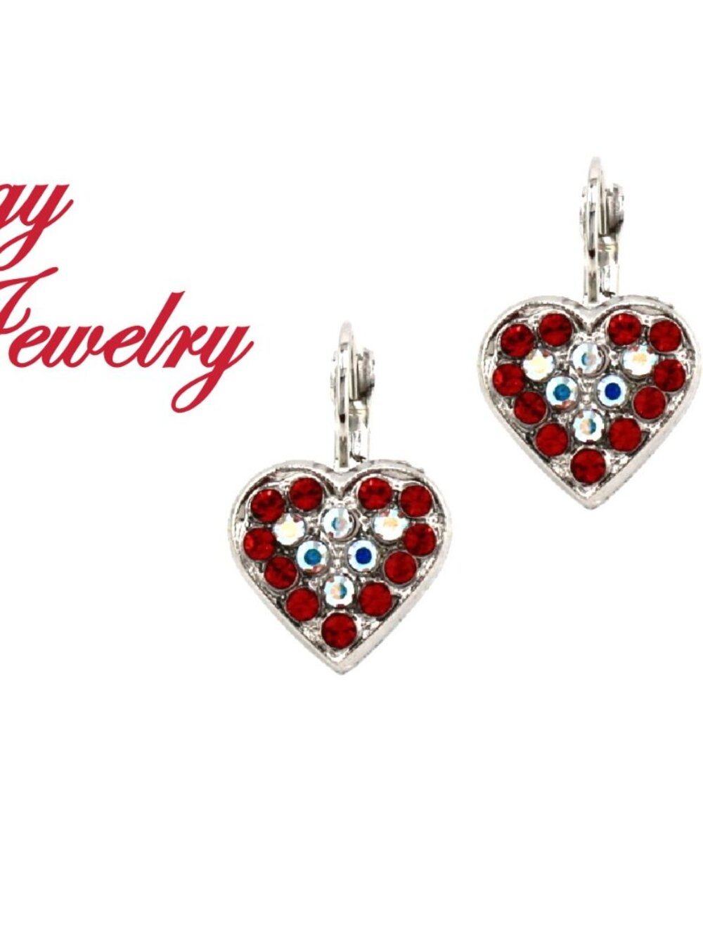 Austrian Crystal Heart Cluster Drop Earrings – Indian Pink & Crystal AB